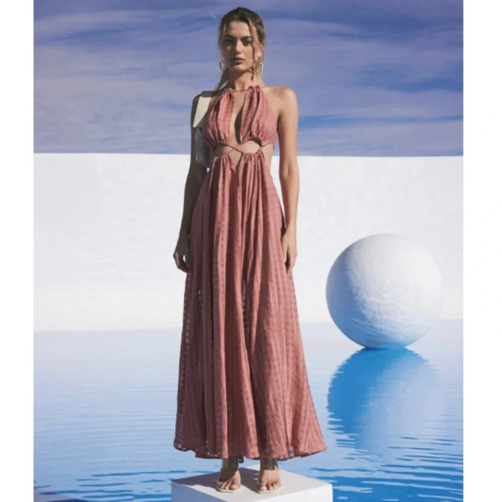 Cult Gaia Pink Halter Maxi Dress - Picture 1 of 8